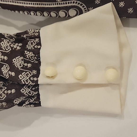 VINTAGE 70s 80s Elegant Everyday Brown Patterned Dress - Picture 7 of 12